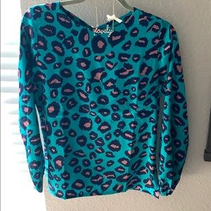 Sexy Animal Print Longsleeve Blouse Aqua Pink Navy